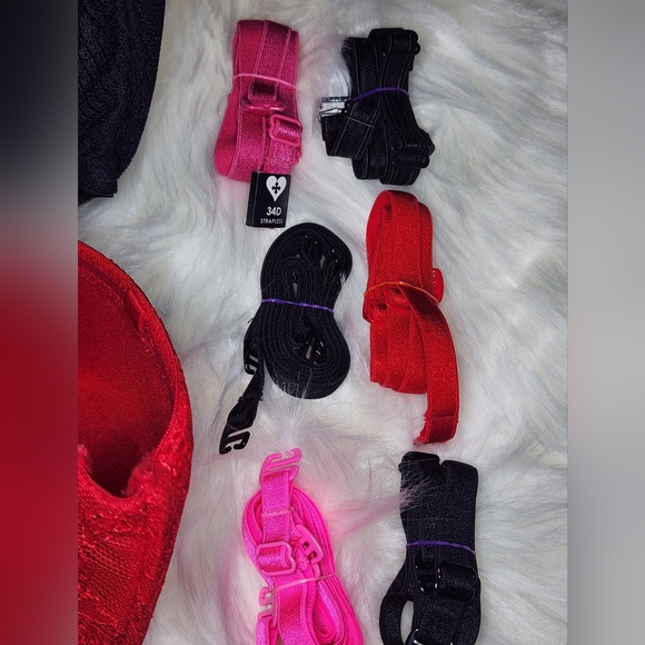 4 Blackheart Black Coverage Strapless Adjustable Underwire Push Up Bras Sz 34D - Picture 12 of 13